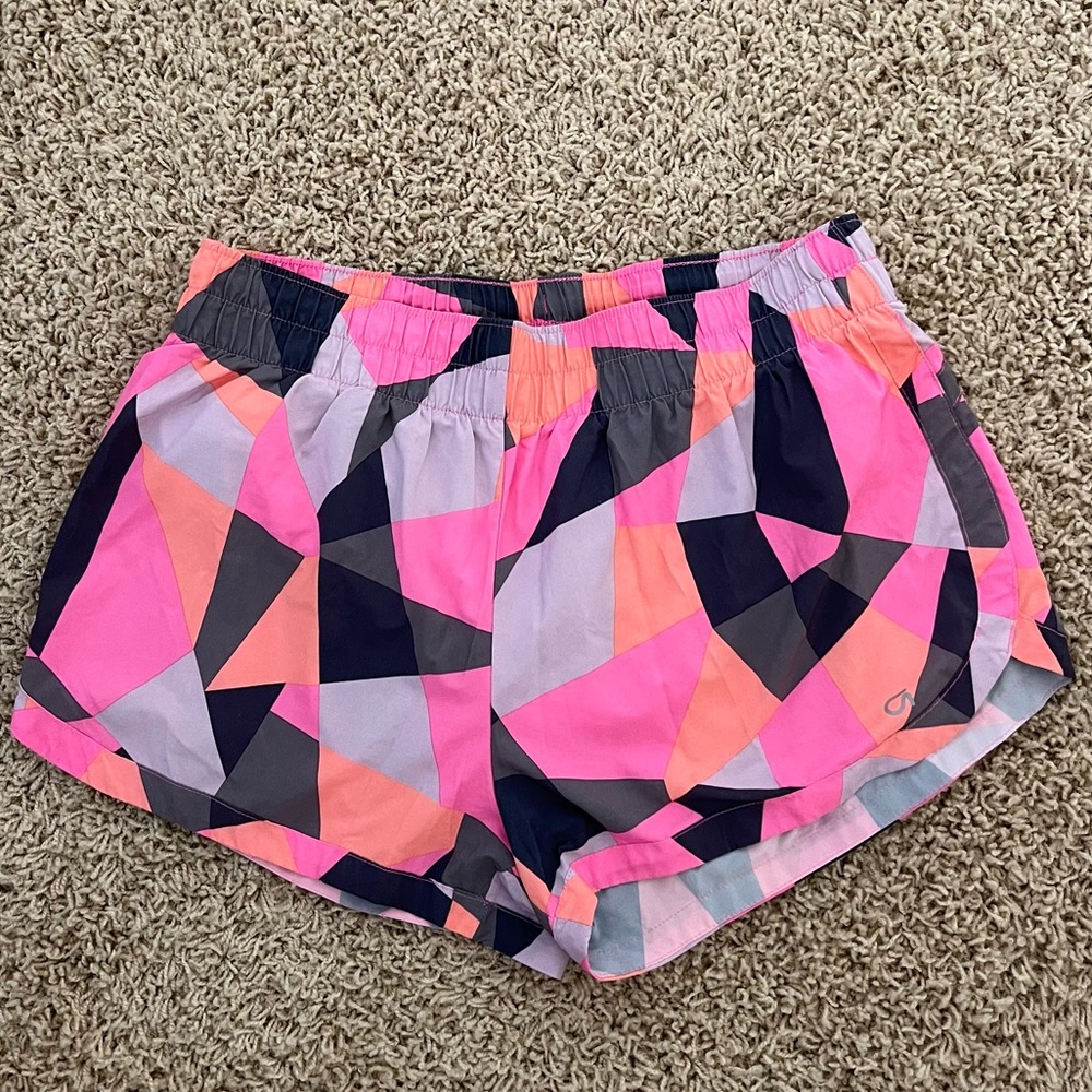 GapFit athletic shorts | size M | pink, orange, black, and gray